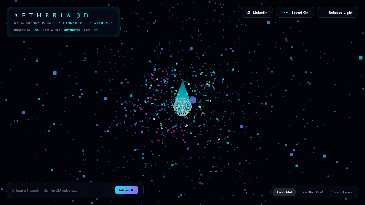 Aetheria 3D: The Infinite Cosmos — 3D WebGL Generative Ecosystem | GBLabs